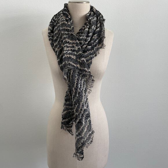 Rag & Bone Scarf Wool Silk Oversized Classic Casual Striped Lightweight - Picture 1 of 6